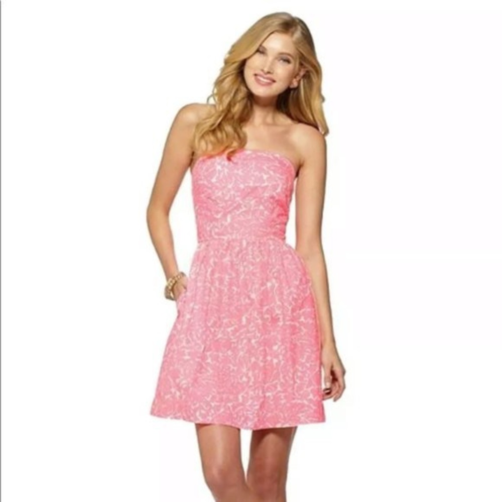 Lilly Pulitzer strapless Chandi dress in pink cosmo - mini beach sundress